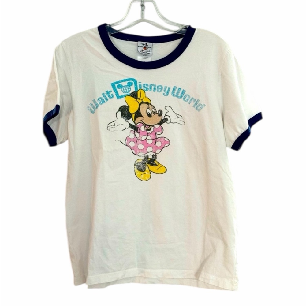 Walt Disney Women’s Minnie Mouse Ringer Tee - Size Medium - Pre-Loved